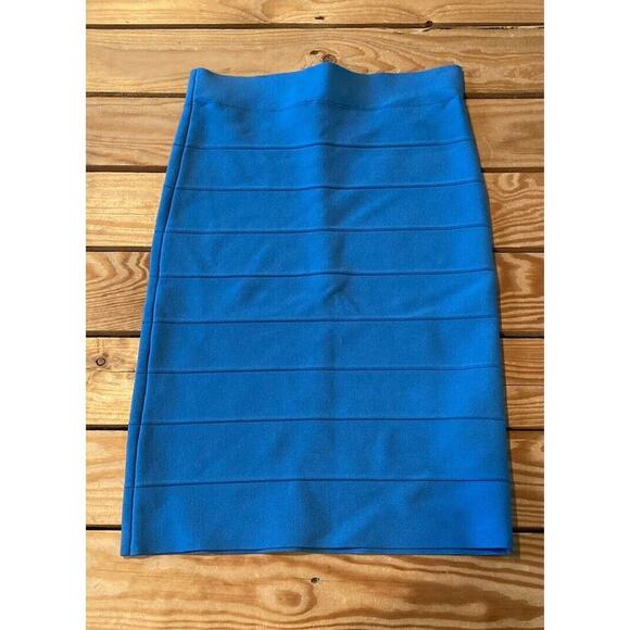 Bcbg Maxazria Tiered Bandage Pencil Skirt Size Medium Women’s Blue - Picture 2 of 6